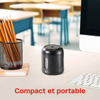 Staples - Taille-crayon électrique à double alimentation pour usage léger et personnel – Noir-Contenant à grande capacité avec prévention des débordements pour recueillir les copeaux de crayon