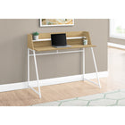 Monarch Specialties - 7543 Bureau 48 po L - Naturel/Metal Blanc-La base en métal robuste au fini blanc offre de la stabilité et comporte des pieds en forme de trapèze pour un look élégant et contemporain