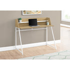 Monarch Specialties - 7543 Bureau 48 po L - Naturel/Metal Blanc-La base en métal robuste au fini blanc offre de la stabilité et comporte des pieds en forme de trapèze pour un look élégant et contemporain