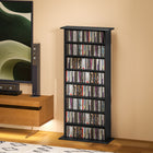 HOMCOM - Armoire de rangement média mince - noir-Rangement polyvalent au-delà de l'organisation des médias 