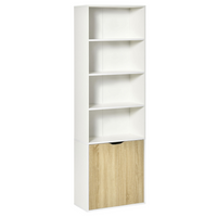 HOMCOM - bibliothèque haute à 6 niveaux avec armoire à double porte - chêne-Comprend 4 étagères et une armoire à 2 niveaux avec deux portes pour ranger différents objets 