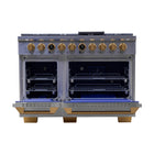 Kucht - 48 po Série KXP Cuisinière double énergie Gaz naturel - Acier inoxydable/Or-Grilles de cuisson en fonte robuste permettant de déplacer les casseroles d’un brûleur à l’autre sans les soulever