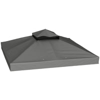 Outsunny - Toile de remplacement pour gazebo 10 pi L x 10 pi l avec trous de drainage, 370g/㎡, UPF30+, COUVERTURE SUPÉRIEURE SEULEMENT, gris foncé-Convient UNIQUEMENT aux tonnelles de 10' x 10' (3 x 3 m), Outsunny 100110-076, série 01-0153. Veuillez regarder attentivement l'image des dimensions du produit et mesurer le cadre de votre tonnelle pour assurer un bon ajustement