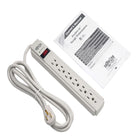 Tripp Lite - Protect It! Parasurtenseur 6 prises - Cordon de 2,4 m - Fiche discrète-OPTIONS PRATIQUES DE POSITIONNEMENT DANS TOUS LES ENVIRONNEMENTS : Câble d’alimentation secteur de 8 pi avec fiche NEMA 5-15P permettant d’atteindre les prises éloignées. Cette prise multiple est dotée de fentes en trou de serrure sur le panneau inférieur pour un montage mural pratique.