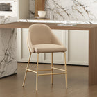 Manhattan Comfort - Gracie tabouret de comptoir moderne de 22" en similicuir rembourré - beige et doré-Le cadre et les pieds sont dotés d’un choix d’acier noir entièrement soudé ou d’acier inoxydable doré
