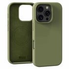 Blu Element - Coque Silicone avec MagSafe pour iPhone 16 Pro Max - Vert olive-Bords surélevés pour protéger l’appareil photo et l’écran