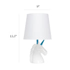 Simple Designs - Lampe de table - Licorne bleue et blanche scintillante-Commutateur rotatif facilement accessible situé sur le cordon
