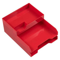 JAM Paper - Ensemble de plateaux de rangement de bureau empilables – 1 plateau supérieur et 2 plateaux à courrier – Rouge-Ensemble de bureau complet avec plateaux à papier empilables | La couleur rouge