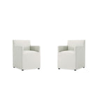 Manhattan Comfort - Lot de 2 fauteuils de salle à manger modernes Anna Square 58 cm en similicuir gris pierre-Fauteuil de salle à manger moderne pour salle à manger et usage de travail lot de 2