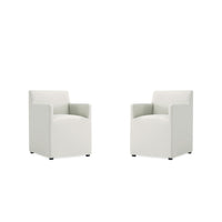 Manhattan Comfort - Lot de 2 fauteuils de salle à manger modernes Anna Square 58 cm en similicuir gris pierre-Fauteuil de salle à manger moderne pour salle à manger et usage de travail lot de 2