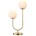 Hudson&Canal - Lampe de table Dufrene à 2 lumières avec abat-jour en verre - Laiton/blanc lait-Associé à un abat-jour globe fermé en verre de lait blanc