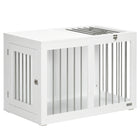 PawHut - meuble caisse pour chien 31,5 po avec double porte, pour chiens de taille moyenne - blanc-Endroit protégé et sûr pour que votre chien puisse se retirer 