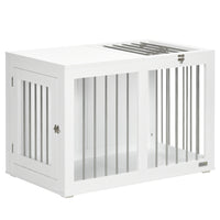 PawHut - meuble caisse pour chien 31,5 po avec double porte, pour chiens de taille moyenne - blanc-Endroit protégé et sûr pour que votre chien puisse se retirer 