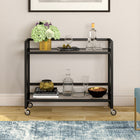 Hudson&Canal - Chariot-bar Holly 38" de largeur - Bronze noirci-Nettoyer avec un chiffon doux et sec, sans produits chimiques agressifs ni produits de nettoyage abrasifs