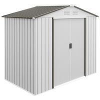 Outsunny - Abri de jardin 7' x 4' avec fondation au sol, argenté-Espace de rangement spacieux pour les outils de jardin, l'équipement d'entretien des pelouses, les fournitures et plus encore