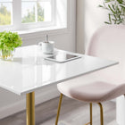 Modway - Lippa 28 po Carré Bois Bar Table, Or Blanc-Sièges 2