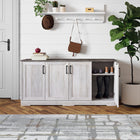 Prepac - Table console Rustic Ridge 4 portes 66 po avec rangement, buffet avec étagères - Blanc vieilli-6