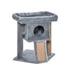 PawHut - Arbre à chat, petite tour avec perchoir, poteau à griffer - gris-La large plateforme offre un espace confortable pour que les chats se détendent 