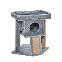 PawHut - Arbre à chat, petite tour avec perchoir, poteau à griffer - gris-La large plateforme offre un espace confortable pour que les chats se détendent 