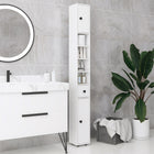 Kleankin - Armoire de rangement de salle de bain avec étagères et porte-papier toilette - blanc brillant-La surface en mélamine protège efficacement contre les dommages causés par l'eau 