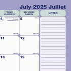 Blueline - 2025-2026 sous-main académique mensuel - 11 po x 8-1/2 po - Bilingue-Espace vaste pour les notes sur le côté