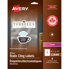 Avery - Étiquettes électrostatiques - 8-1/2po x 11po - Blanc  - 8 Étiquettes-Étiquettes électrostatiques