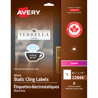 Avery - Étiquettes électrostatiques - 8-1/2po x 11po - Blanc  - 8 Étiquettes-Étiquettes électrostatiques