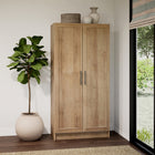 Prepac - Cabinet Accent Elite 32 po avec portes à panneaux, cabinet de rangement avec 3 étagères ajustables - Chêne naturel-Conçus et fabriqués Aux États-Unis et au Canada : Les produits d'ameublement Prepac sont fièrement fabriqués en Amérique du Nord pour une qualité et une fiabilité fiables et soutenus par notre équipe de soutien à la clientèle compétente basée en Amérique du Nord