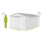 Outsunny - Abri de rangement extérieur robuste 12 pi x 8 pi, gris foncé-Quatre aérations dans l'abri métallique améliorent la circulation de l'air et réduisent l'accumulation d'humidité
