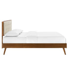 Modway - Bridgette Bois Lit à plateforme complet avec pieds écartés, Noyer beige-Assemblée requise