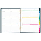 AT-A-GLANCE - Agenda hebdomadaire/mensuel rayures joyeuses Emily Ley Simplified 2027 - 11 1/4 po H x 9 po l - multicolore - bilingue-Une semaine sur deux pages comprenant un espace de planification et une section pour cocher les tâches terminées