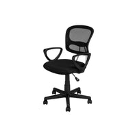 Monarch Specialties - 7260 Chaise De Bureau Multi-Position- Meche Noir -Chaise de bureau pour jeunes avec dossier à hauteur moyen, des accoudoirs fixes, et un tissu respirant de maille polyester en noir