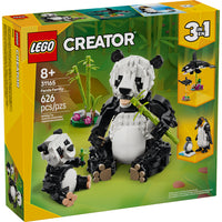 LEGO - Creator Animaux sauvages Famille Panda - 626 pièces-L'ensemble LEGO permet aux enfants âgés de 8 ans et plus de construire et de reconstruire 3 ensembles de jeu d'animaux différents