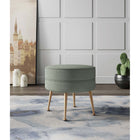 Manhattan Comfort - Bailey pouf capitonné moderne du milieu du siècle de 18,11" en mélange de polyester - vert sauge avec pieds dorés-Cadre en bois massif pour plus de durabilité et de fonctionnalité