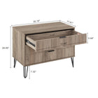 Manhattan Comfort - Dumbo table de chevet moderne, commode et commode haute 5 tiroirs - gris rustique - ensemble de 3-Poignées de tiroir horizontales glamour en métal avec finition dorée