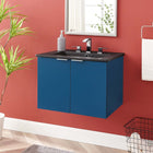 Modway - Maybelle 24" Vanité de salle de bain murale - Noir marine-Bassin d’évier en céramique