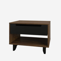 Nexera - Table de nuit Barista, 1 tiroir, Truffe et noir-1 tablette ouverte pour les objects décoratifs