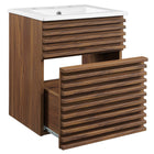 Modway - Render Fixation murale de 18" Vanette de salle de bain - Blanc noyer-Tiroir à extension complète