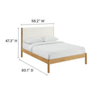 Modway - Olea Bois massif Boucle à touffes de canal Lit de plateforme complet, Feather Oak-Capacité de poids : 500 lb