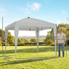 Outsunny - Tente auvent pliante 10 pi l x 10 pi L avec lumière centrale - UPF 50+ - Gris clair-Tissu Oxford 210D avec revêtement argenté et UPF 50+ pour une excellente protection solaire