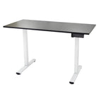 Ezywork - Bureau debout électrique à pièce entière - Cadre blanc / Dessus noir-Plateau de table en pièce entière