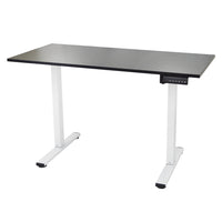 Ezywork - Bureau debout électrique à pièce entière - Cadre blanc / Dessus noir-Plateau de table en pièce entière
