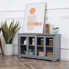 HOMCOM - Buffet empilable 42 po L - gris clair-Les lignes épurées avec un verre trempé élégant offrent une sensation d'ouverture et de légèreté 