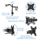 Rocelco – Support pour double moniteur DM2 et soulève-moniteur pour bureau assis/debout-Fabriqué de métal de haute qualité