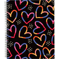 Mead - Agenda scolaire hebdomadaire/mensuel coeurs colourés 2025-2026 - 11 po H x 8 1/2 po l - multicoloure - bilingue-15 mois : juillet 2025 à septembre 2026 + 3 pages mensuelles de octobre, novembre et décembre