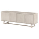 Hudson&Canal - Meuble TV Cutler pour téléviseurs jusqu'à 75" - Blanc aulne-Le dessus a une capacité de poids de 75 lb, les étagères inférieures peuvent supporter 35 lb chacune