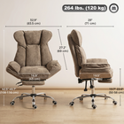 HOMCOM - Fauteuil de bureau inclinable grande taille et robuste avec repose-pieds - brun-Assise à ressorts en S et rembourrage en coton pour une assise plus douce et plus confortable