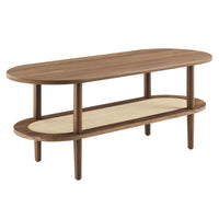 Modway - Torus Ovale Table basse - Noyer-Ovale, conception à deux niveaux