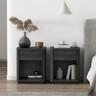 Manhattan Comfort - Ensemble de 2 tables de chevet modernes Evelyn 20" à 1 tiroir - gris charbon-Comprend 1 étagère ouverte et 1 tiroir à extension totale