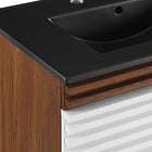 Modway - Render Fixation murale de 30" Vanette de salle de bain - Noyer blanc Noir-Matchs non inclus
